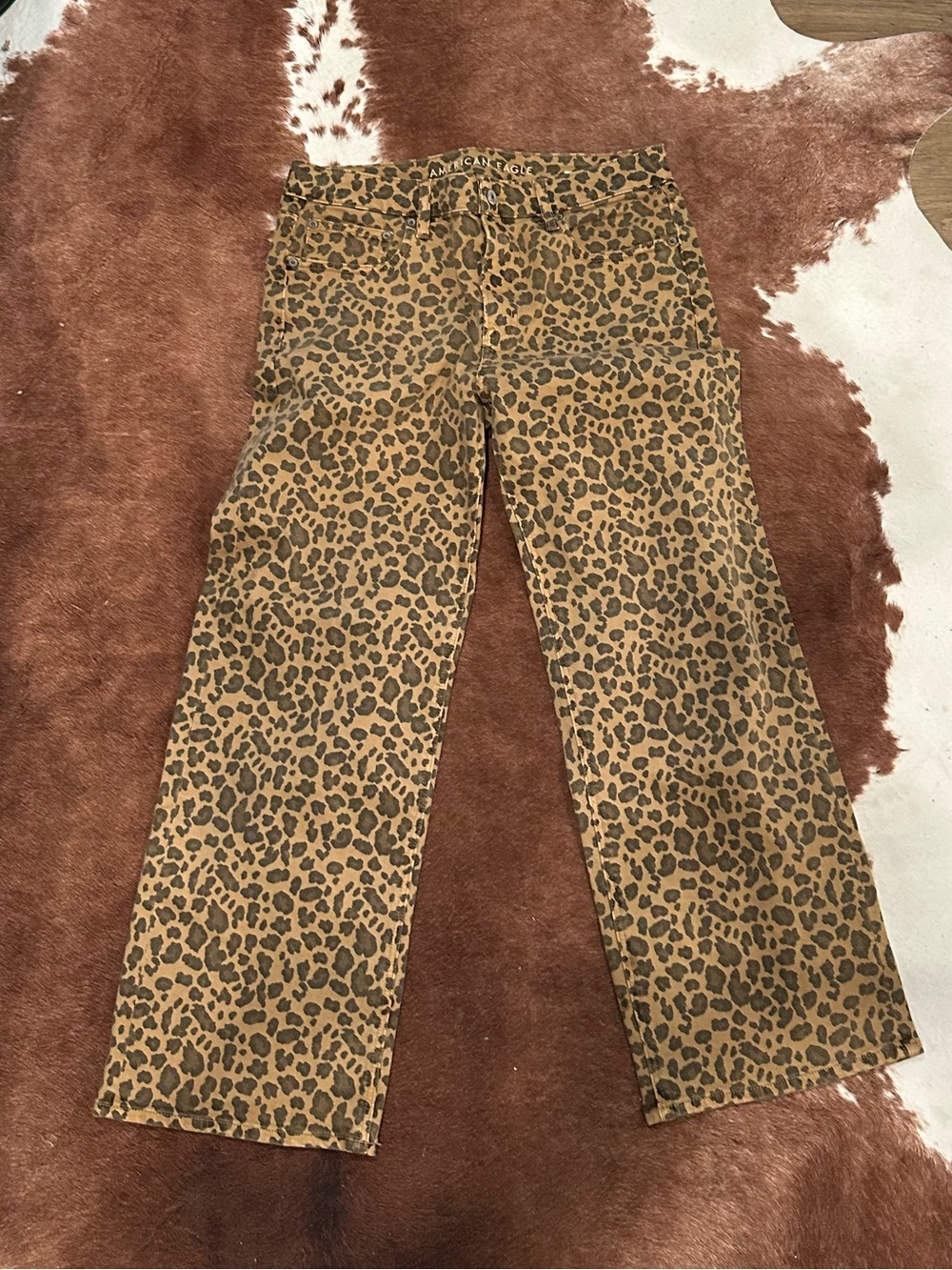 American Eagle Leopard-Print Pants - Tan & Black